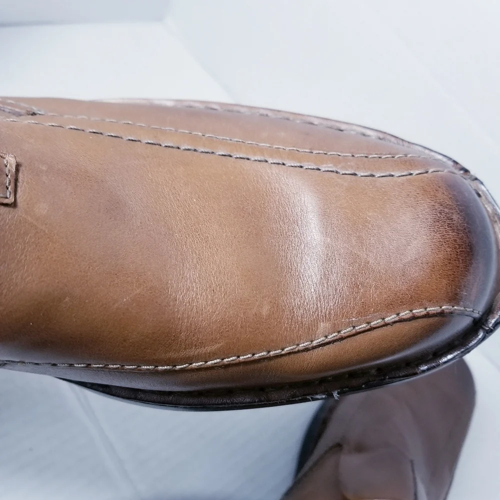 CLARKS COLLECTIONS MEN'S STEP LOAFER BROWN LEATHER SOFT CUSHION SIZE 10.5